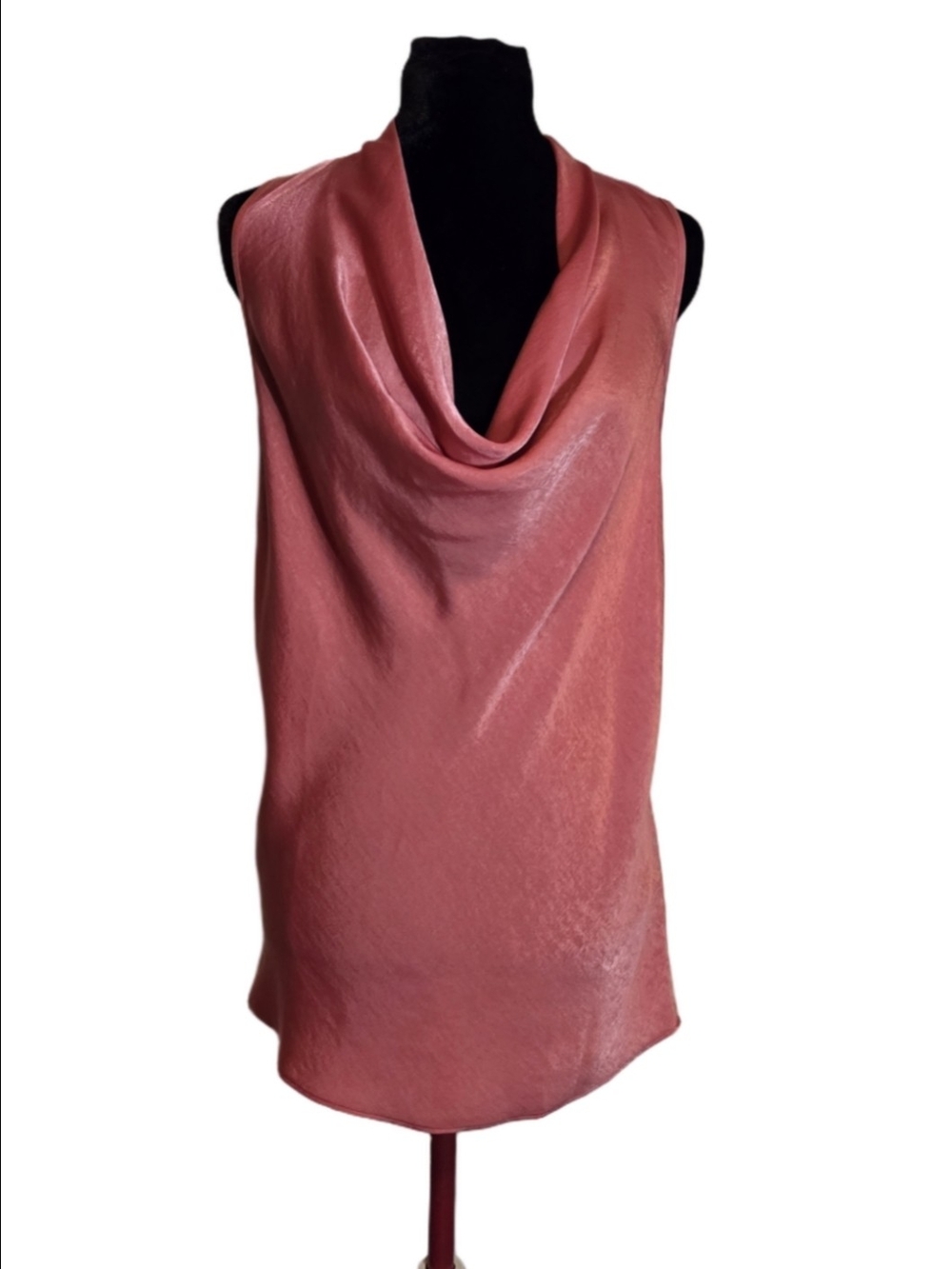 Donna Karan Coral Sleeveless Cowl Neck Top